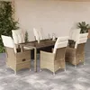 Image de vidaXL Ensemble à manger de jardin et coussins 7 pcs beige poly rotin, ensemble de salle à manger d'extérieur 3276805