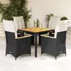 Image de vidaXL Ensemble à manger de jardin coussins 5pcs Noir Résine tressée, ensemble de salle à manger d'extérieur, meuble de 3276832