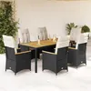 Image de vidaXL Ensemble à manger de jardin coussins 7pcs Noir Résine tressée, ensemble de salle à manger d'extérieur 3276837
