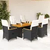 Image de vidaXL Ensemble à manger de jardin coussins 7 pcs noir résine tressée 3276840