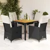 Image de vidaXL Ensemble à manger de jardin coussins 5pcs Noir Résine tressée, ensemble de salle à manger d'extérieur, meuble de 3276856
