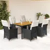 Image de Salon de jardin vidaxl 6 personnes noir 7 pieces 150 x 90 x 75 cm rotin