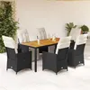 Image de vidaXL Ensemble à manger de jardin coussins 7pcs Noir Résine tressée, ensemble de salle à manger d'extérieur 3276859