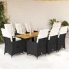 Image de vidaXL Ensemble à manger de jardin 9pcs coussins noir résine tressée 3276862