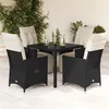 Image de vidaXL Ensemble à manger de jardin coussins 5pcs Noir Résine tressée, ensemble de salle à manger d'extérieur, meuble de 3276864