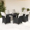 Image de vidaXL Ensemble à manger de jardin coussins 7pcs Noir Résine tressée, ensemble de salle à manger d'extérieur 3276866