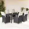 Image de vidaXL Ensemble à manger de jardin coussins 7pcs Noir Résine tressée, ensemble de salle à manger d'extérieur 3276867