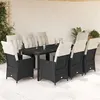 Image de vidaXL Ensemble à manger de jardin 9pcs coussins noir résine tressée, ensemble de salle à manger d'extérieur 3276868