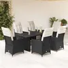 Image de vidaXL Ensemble à manger de jardin coussins 7 pcs noir résine tressée, ensemble de salle à manger d'extérieur 3276869