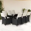 Image de vidaXL Ensemble à manger de jardin 9pcs coussins noir résine tressée, ensemble de salle à manger d'extérieur 3276870
