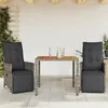 Image de vidaXL Ensemble de bistro de jardin 3 pcs coussins gris poly rotin, ensemble de bistro de jardin, ensemble de balcon, 3276885