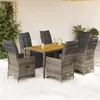 Image de vidaXL 7-delige Bistroset met kussens poly rattan grijs3276888