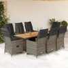 Image de vidaXL Ensemble de bistro de jardin 9 pcs coussins gris poly rotin, ensemble de bistro de jardin, ensemble de balcon, 3276892
