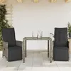 Image de vidaXL Ensemble de bistro de jardin 3 pcs coussins gris poly rotin, ensemble de bistro de jardin, ensemble de balcon, 3276893