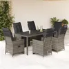 Image de vidaXL Ensemble de bistro de jardin 7 pcs coussins gris poly rotin, ensemble de bistro de jardin, ensemble de balcon, 3276897