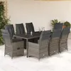 Image de vidaXL Ensemble de bistro de jardin 9 pcs coussins gris poly rotin, ensemble de bistro de jardin, ensemble de balcon, 3276898