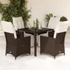Image de vidaXL Ensemble de bistro de jardin 5 pcs coussins marron poly rotin, ensemble de bistro de jardin, ensemble balcon, 3276916