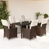 Image de vidaXL Ensemble de bistro de jardin 7 pcs coussins marron poly rotin, ensemble de bistro de jardin, ensemble de balcon, 3276918