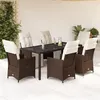 Image de vidaXL Ensemble de bistro de jardin 7 pcs coussins marron poly rotin, ensemble de bistro de jardin, ensemble de balcon, 3276919