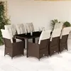 Image de vidaXL Ensemble de bistro de jardin 9 pcs coussins marron poly rotin, ensemble de bistro de jardin, ensemble de balcon, 3276920