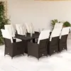Image de vidaXL Ensemble de bistro de jardin 9 pcs coussins marron poly rotin 3276922