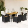Image de vidaXL Ensemble de bistro de jardin 7 pcs coussins noir poly rotin, ensemble de bistro de jardin, ensemble de balcon, 3276963