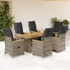 Image de vidaXL 7-delige Bistroset met kussens poly rattan grijs3276973