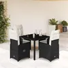 Image de Salon de jardin vidaxl resine tressee 5 pieces noir 90 x 90 x 75 cm