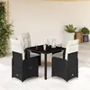 Image de Salon de jardin vidaxl noir 5 pieces resine tressee 90 x 90 x 75 cm