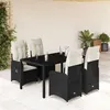 Image de vidaXL Ensemble de bistro de jardin 5 pcs coussins noir poly rotin 3276990
