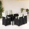 Image de vidaXL Ensemble de bistro de jardin 7 pcs coussins noir poly rotin 3276991