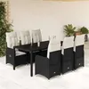 Image de vidaXL Ensemble de bistro de jardin 7 pcs coussins noir poly rotin 3276993