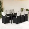 Image de Salon de jardin - Lot de 9 pieces - 1 table 8 chaises resine tressee noir