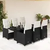 Image de vidaXL Ensemble de bistro de jardin 7 pcs coussins noir poly rotin 3276996