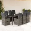 Image de Salon de jardin - Lot de 9 pièces - Résine tressée gris inclinable