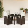 Image de vidaXL Ensemble de bistro de jardin 5 pcs coussins marron poly rotin 3277064