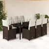 Image de vidaXL Ensemble de bistro de jardin 9 pcs coussins marron poly rotin 3277071