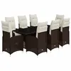 Image de vidaXL Ensemble de bistro de jardin 9 pcs coussins marron poly rotin 3277073
