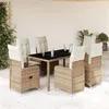 Image de vidaXL Ensemble de bistro de jardin 7 pcs coussins beige poly rotin 3277100