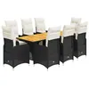 Image de vidaXL Ensemble de bistro de jardin 9 pcs coussins noir poly rotin 3277134