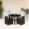 Image de vidaXL Ensemble de bistro de jardin 5 pcs coussins noir poly rotin 3277136