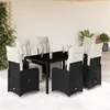 Image de Salon de jardin vidaxl 7 pieces resine tressee noir 150 x 90 x 75 cm