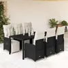 Image de vidaXL Ensemble de bistro de jardin 7 pcs coussins noir poly rotin 3277139
