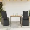 Image de vidaXL Ensemble de bistro de jardin 3 pcs coussins gris poly rotin 3277157