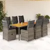Image de vidaXL Ensemble de bistro de jardin 9 pcs coussins gris poly rotin 3277162