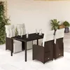 Image de vidaXL Ensemble de bistro de jardin 5 pcs coussins marron poly rotin 3277189