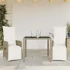 Image de vidaXL Ensemble de bistro de jardin 3 pcs coussins marron poly rotin 3277209