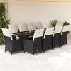 Image de vidaXL Ensemble de bistro de jardin 11 pcs coussins noir poly rotin, ensemble de bistro de jardin, ensemble de balcon, ensemble de meubles d'extérieur