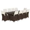 Image de Ensemble de bistro de jardin vidaXL 11 pièces coussins marron poly rotin