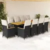 Image de vidaXL 11-delige Bistroset met kussens poly rattan zwart3277251